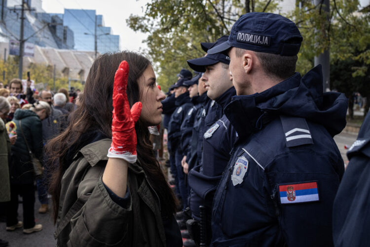 An anti-government protest after fatal railway collapse