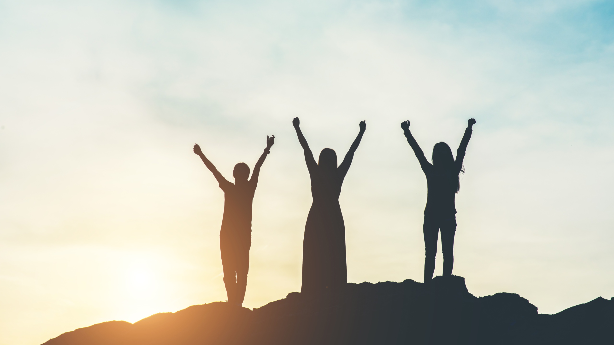 Silhouette of people happy time