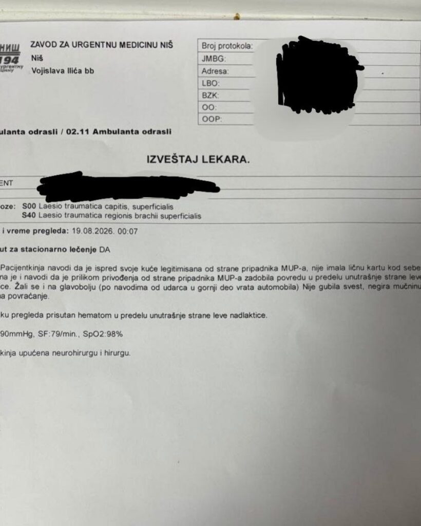 Колегиница је добро. Пуштена је и са породицом је.